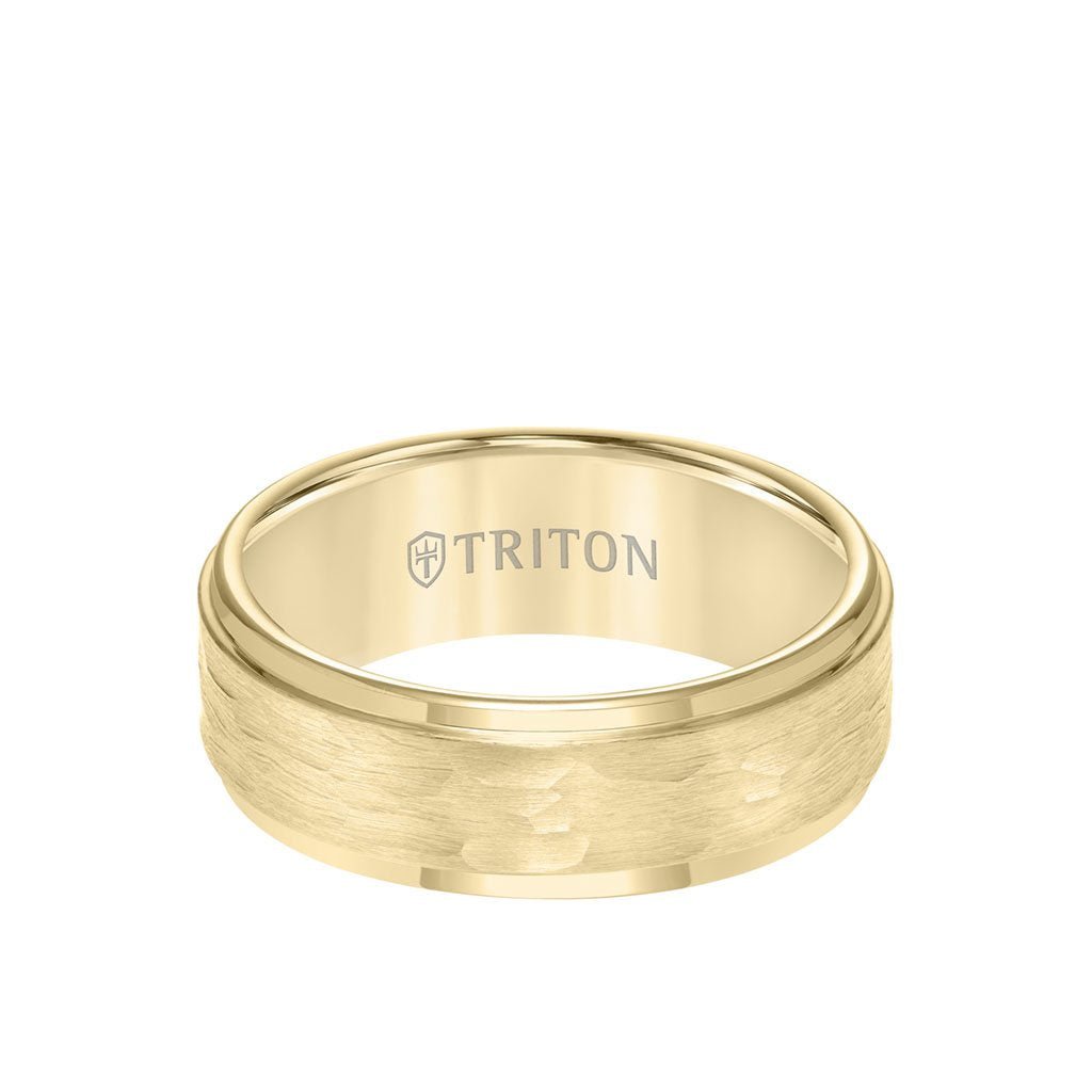 Triton 8MM Tungsten Carbide Ring with Hammered Center - Everett Jewelry