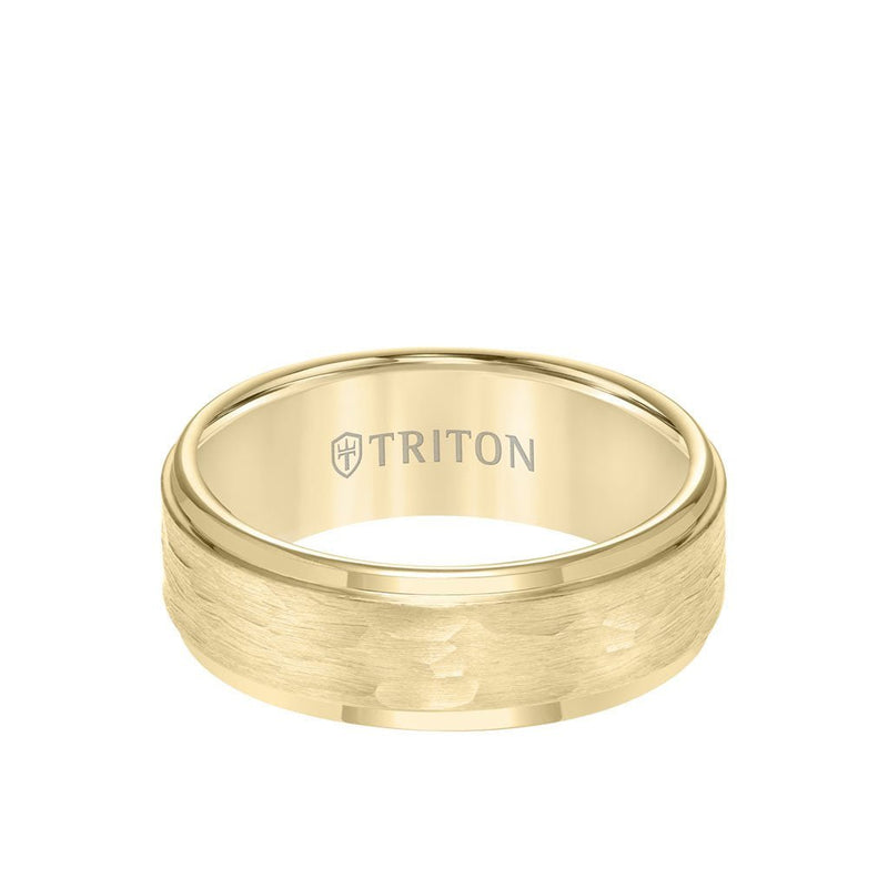 Triton 8MM Tungsten Carbide Ring with Hammered Center - Everett Jewelry
