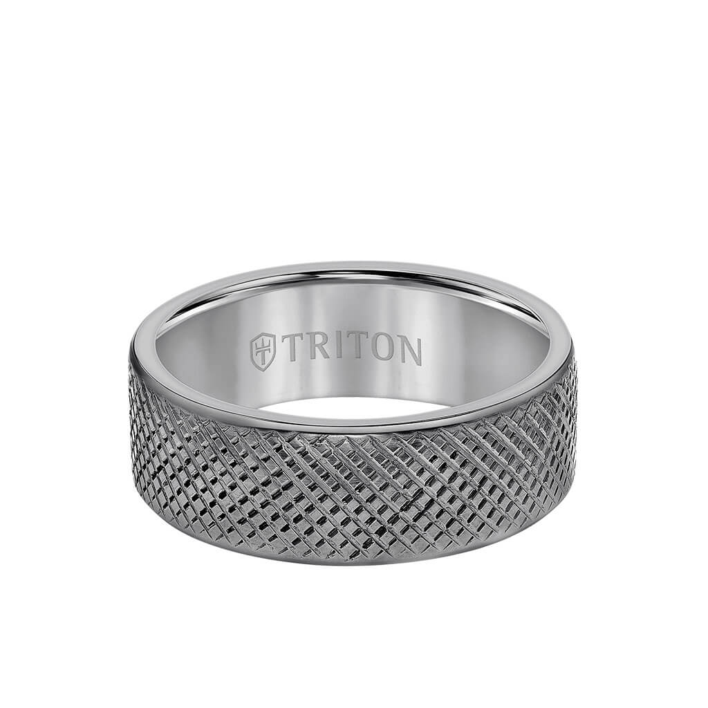 Triton Cross Hatch Tantalum Ring - Everett Jewelry
