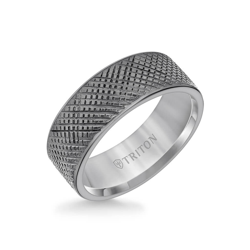 Triton Cross Hatch Tantalum Ring - Everett Jewelry