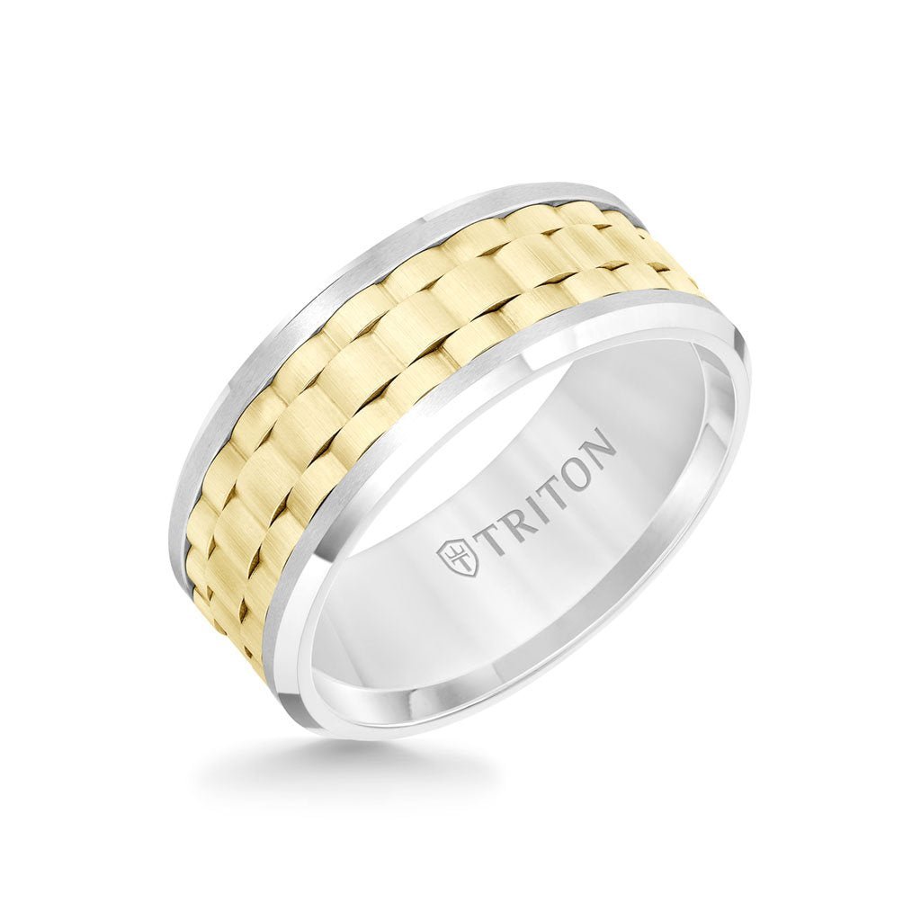 Triton Tungsten Carbide Ring - Basketweave Center - Everett Jewelry