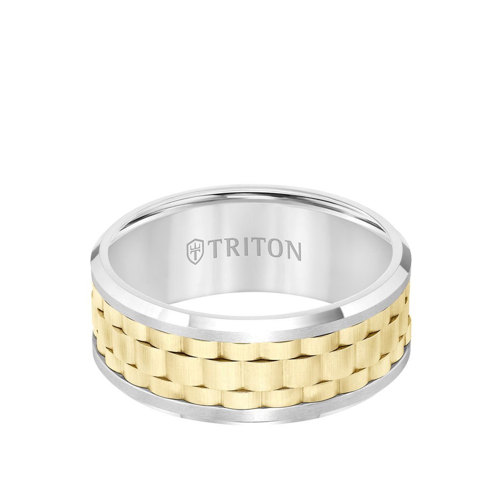 Triton Tungsten Carbide Ring - Basketweave Center - Everett Jewelry