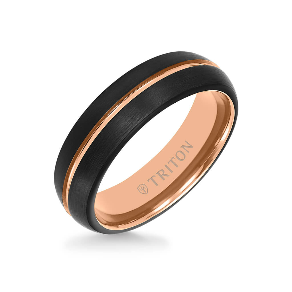 Triton Tungsten Carbide Two - Tone Ring with Brushed Finish - Everett Jewelry