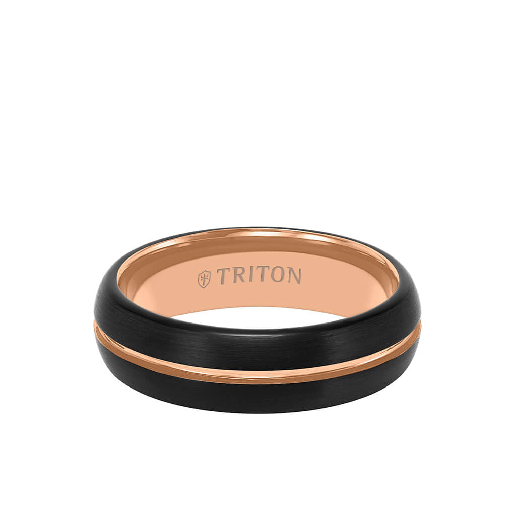 Triton Tungsten Carbide Two - Tone Ring with Brushed Finish - Everett Jewelry