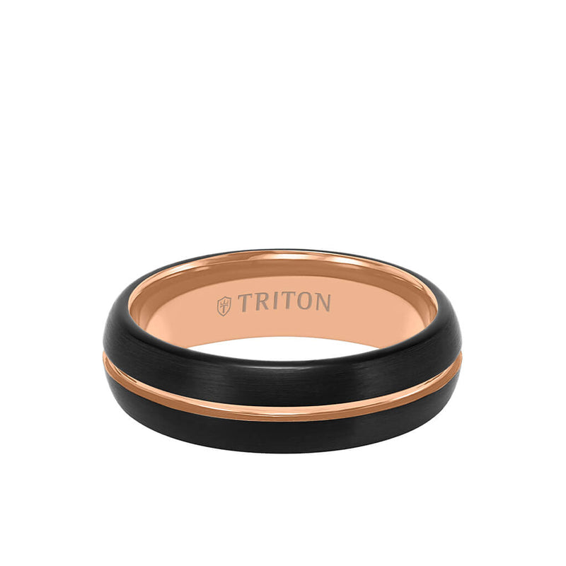 Triton Tungsten Carbide Two - Tone Ring with Brushed Finish - Everett Jewelry