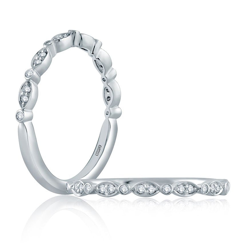Marquise and Round Shape Diamond Stackable Half Circle Band
