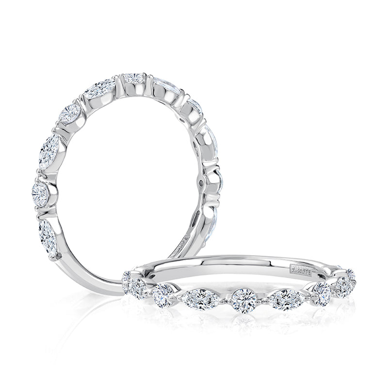 Alternating Round and Marquise Diamond Stackable Ring