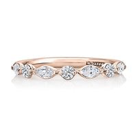 Delicate Halfway Alternating Round and Marquise Diamond Wedding Band