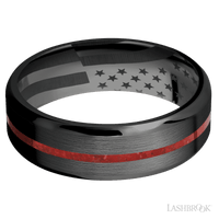 Zirconium with Satin , Polish Finish and Coral Inlay - Everett Jewelry