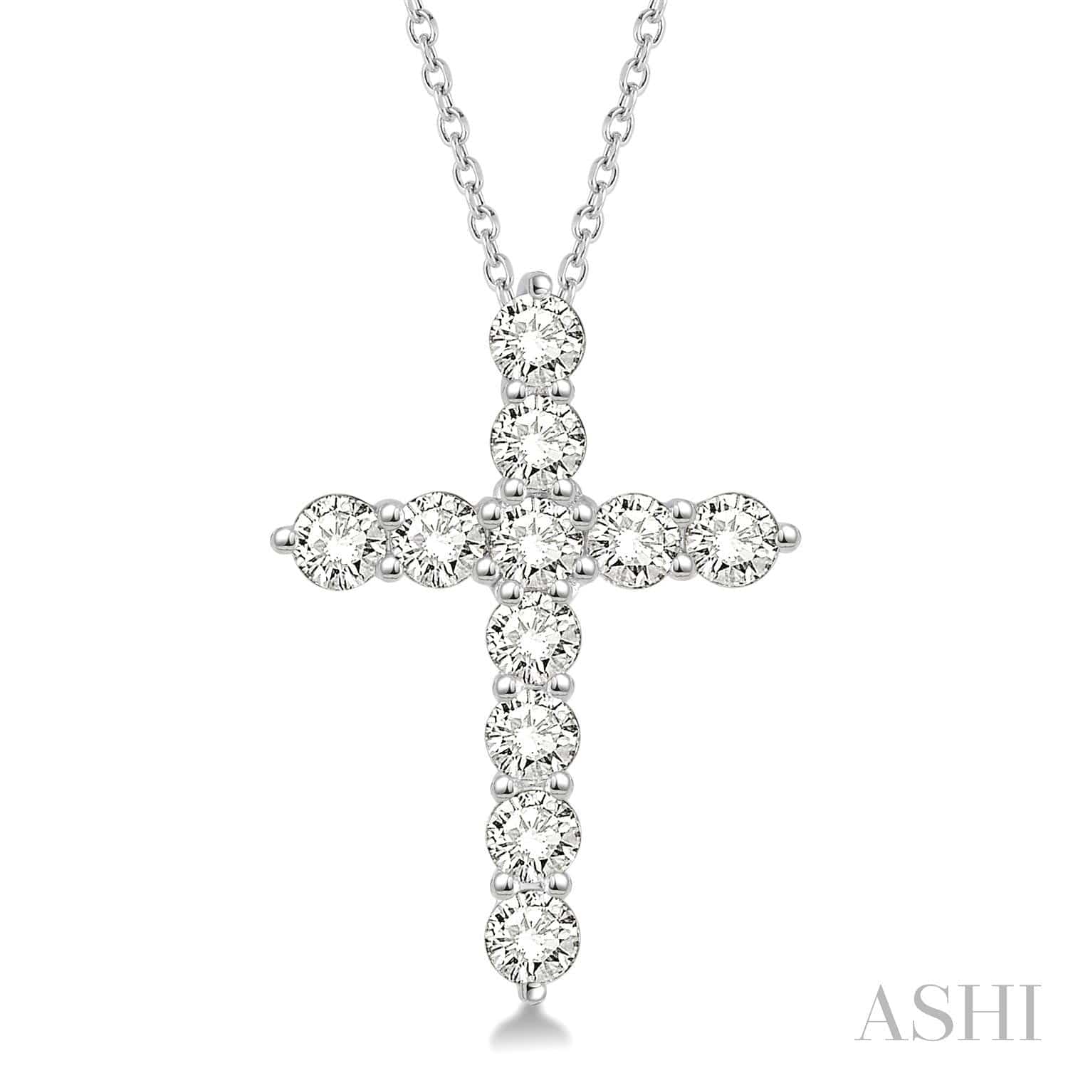 Diamond Cross Pendant in 14K White Gold 1/4 ctw