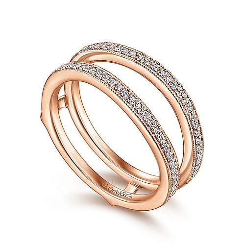 14K Rose Gold Diamond Matching Wedding Band - Everett Jewelry