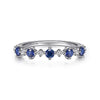 14K White Gold Alternating Round Diamond and Sapphire Ring - Everett Jewelry