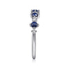 14K White Gold Alternating Round Diamond and Sapphire Ring - Everett Jewelry