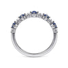 14K White Gold Alternating Round Diamond and Sapphire Ring - Everett Jewelry