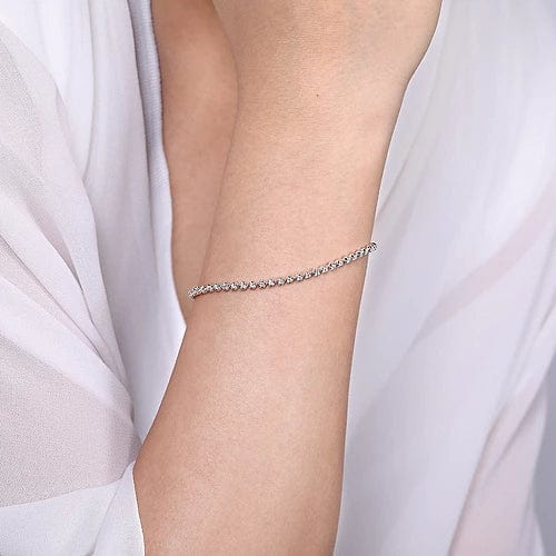 14K White Gold Buttercup Set Diamond Tennis Bracelet - Everett Jewelry