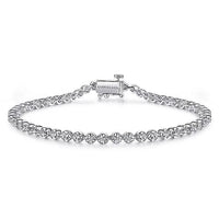 14K White Gold Buttercup Set Diamond Tennis Bracelet - Everett Jewelry