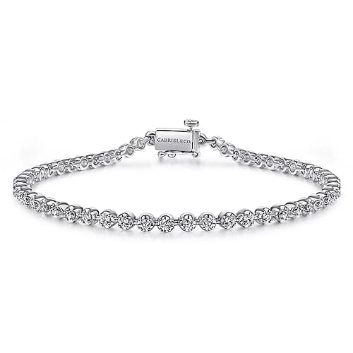 14K White Gold Buttercup Set Diamond Tennis Bracelet - Everett Jewelry