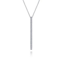 14K White Gold Diamond Bar Pendant Necklace - Everett Jewelry