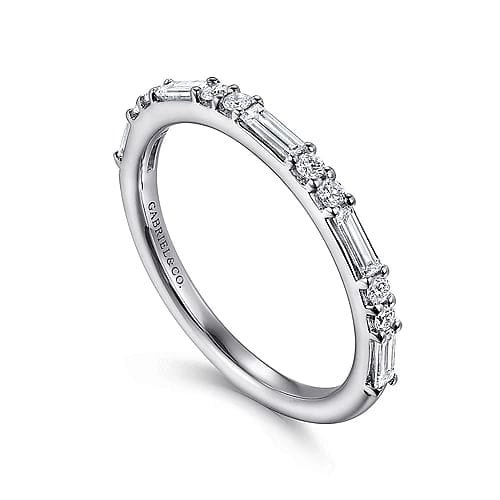 14K White Gold Diamond Matching Wedding Band - Everett Jewelry
