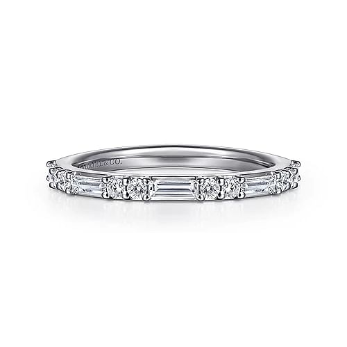 14K White Gold Diamond Matching Wedding Band - Everett Jewelry