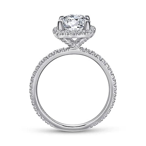 14K White Gold Round Halo Diamond Engagement Ring - Everett Jewelry