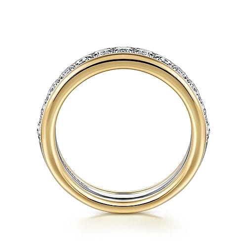 14K White - Yellow Gold Diamond Anniversary Band - 0.73 ct - Everett Jewelry