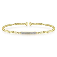 14K Yellow Gold Bujukan Bead Bangle with Diamonds - Everett Jewelry