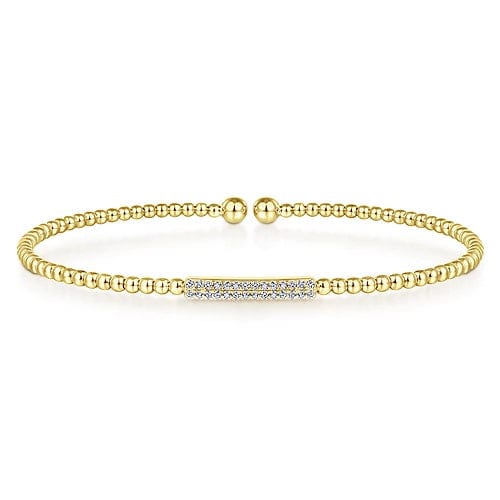 14K Yellow Gold Bujukan Bead Bangle with Diamonds - Everett Jewelry