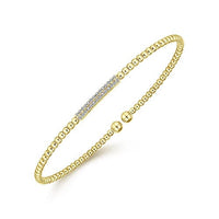14K Yellow Gold Bujukan Bead Bangle with Diamonds - Everett Jewelry