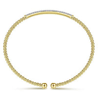 14K Yellow Gold Bujukan Diamond Bar Split Bangle - Everett Jewelry