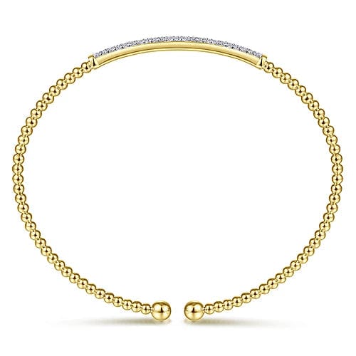 14K Yellow Gold Bujukan Diamond Bar Split Bangle - Everett Jewelry