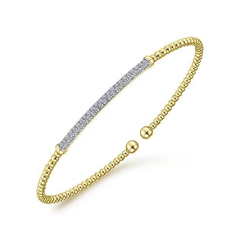 14K Yellow Gold Bujukan Diamond Bar Split Bangle - Everett Jewelry