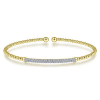 14K Yellow Gold Bujukan Diamond Bar Split Bangle - Everett Jewelry