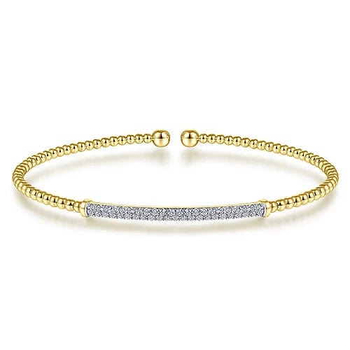 14K Yellow Gold Bujukan Diamond Bar Split Bangle - Everett Jewelry