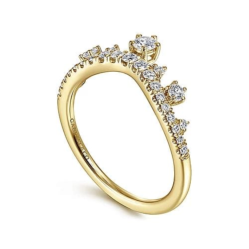 14K Yellow Gold Curved Diamond Anniversary Band - 0.4 ct - Everett Jewelry