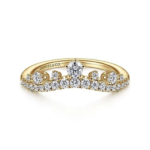 14K Yellow Gold Curved Diamond Anniversary Band - 0.4 ct - Everett Jewelry