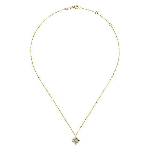 14K Yellow Gold Rope Diamond Pendant Necklace - Everett Jewelry