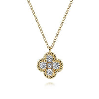 14K Yellow Gold Rope Diamond Pendant Necklace - Everett Jewelry
