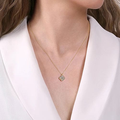 14K Yellow Gold Rope Diamond Pendant Necklace - Everett Jewelry