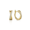 14K Yellow Gold Twisted 15mm Diamond Huggies - Everett Jewelry