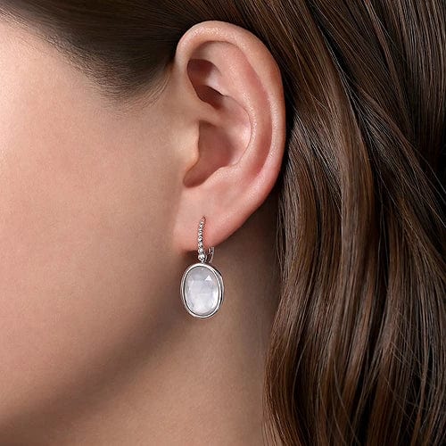 925 Sterling Silver Bujukan Rock Crystal and White Mother of Pearl Drop Earrings - Everett Jewelry