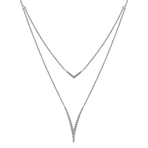 925 Sterling Silver Bujukan White Sapphire Chevron Necklace - Everett Jewelry