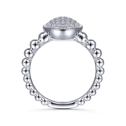 925 Sterling Silver Oval Signet Ring with White Sapphire Pave - Everett Jewelry