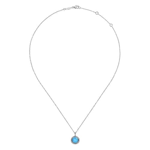 925 Sterling Silver Rock crystal and Turquoise Pendant Necklace - Everett Jewelry