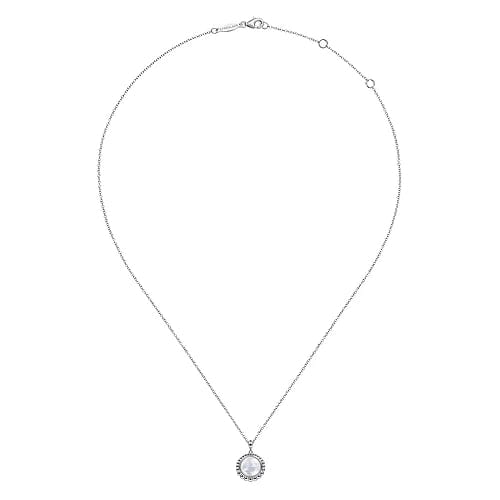 925 Sterling Silver Rock Crystal and White Mother of Pearl Pendant Necklace - Everett Jewelry