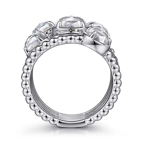 925 Sterling Silver Rock Crystal and White Mother of Pearl Statement Bubble Ring - Everett Jewelry