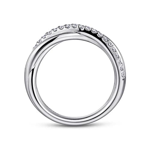 925 Sterling Silver White Sapphire Pave Criss Cross Ring - Everett Jewelry