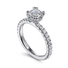 Alina - 14K White Gold Hidden Halo Cushion Cut Diamond Engagement Ring - Everett Jewelry