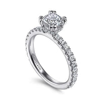 Alina - 14K White Gold Hidden Halo Cushion Cut Diamond Engagement Ring - Everett Jewelry