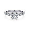 Alina - 14K White Gold Hidden Halo Cushion Cut Diamond Engagement Ring - Everett Jewelry